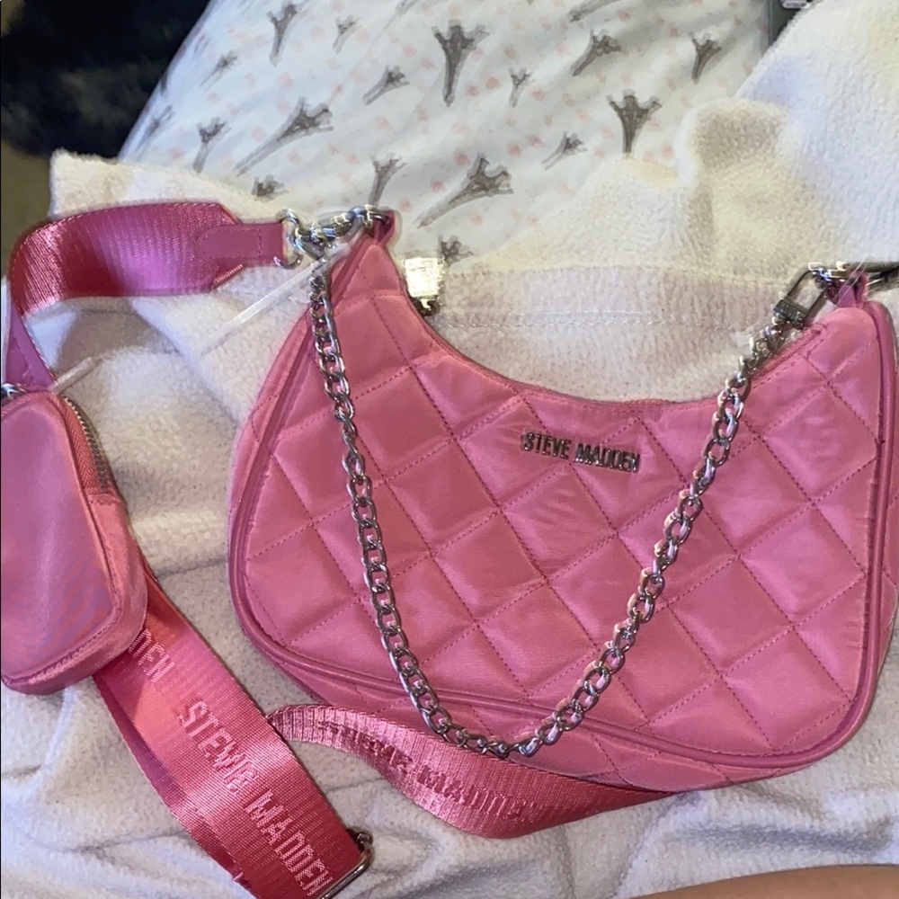 Steve Madden Pink Quilted Chain Bag